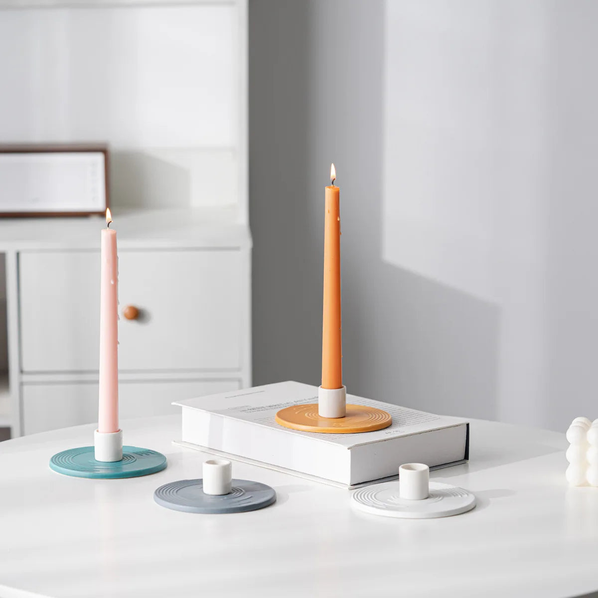 bougeoirs plats ceramique color - Esprit Chandelier