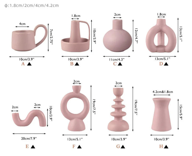 bougeoirs roses dimensions - Esprit Chandelier