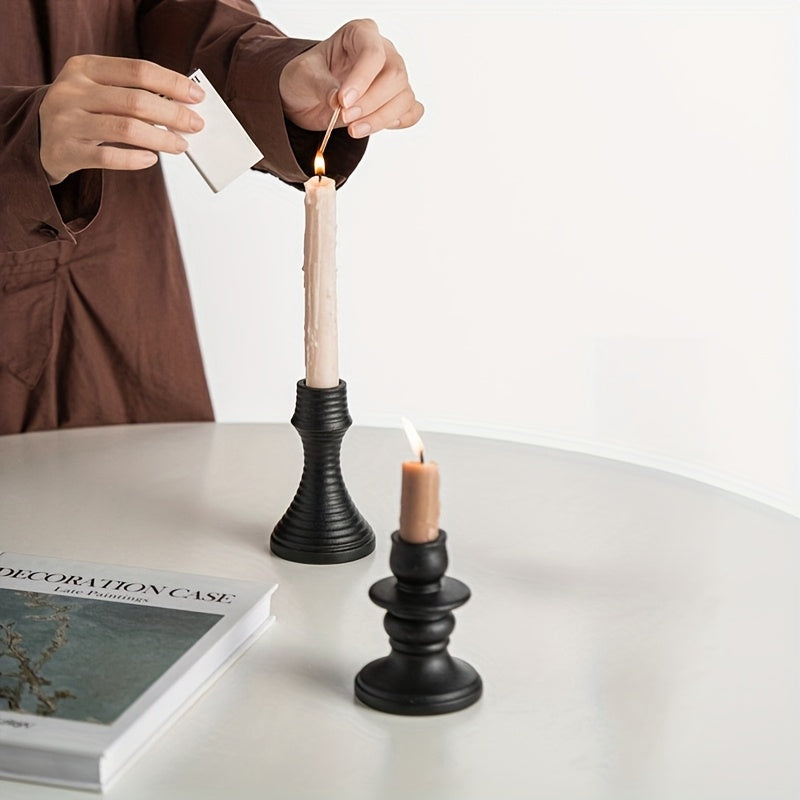 bougeoirs scandinave noir - Esprit Chandelier