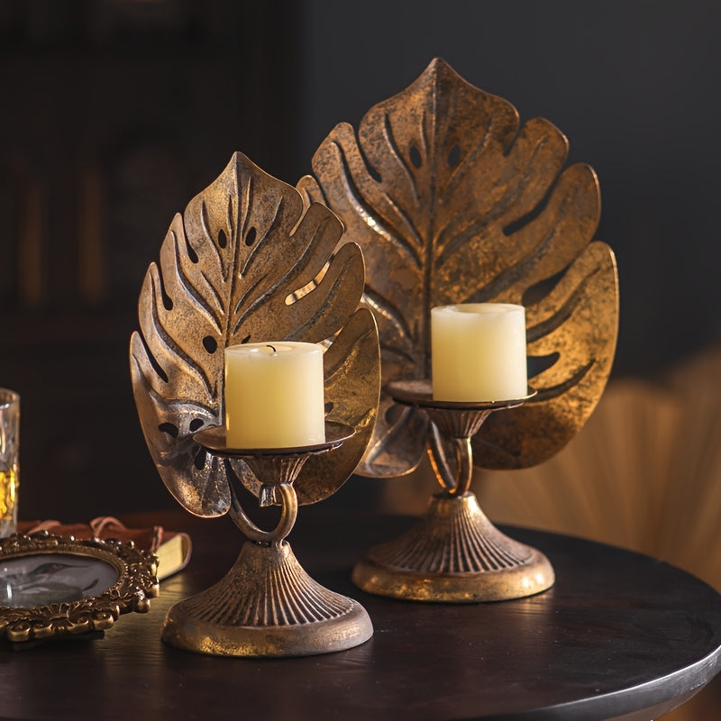 bougeoirs tropicaux dores - Esprit Chandelier