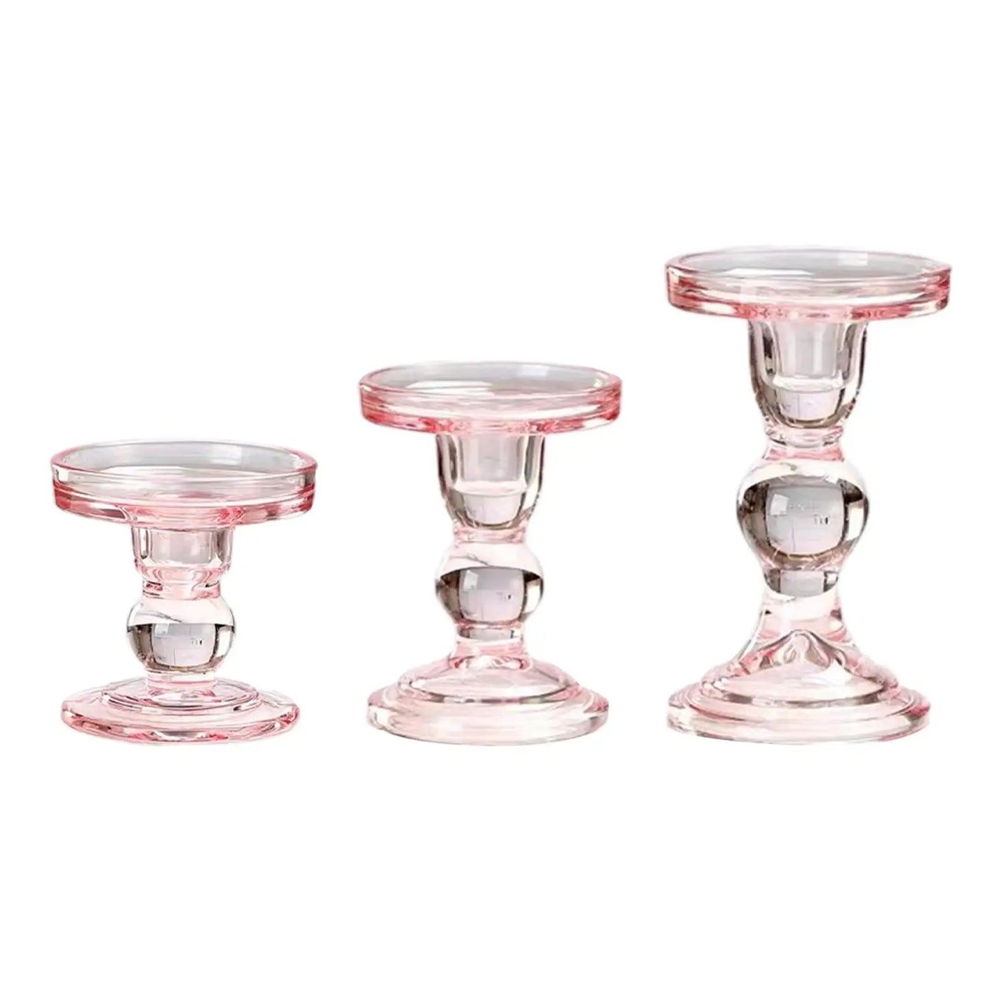 bougeoirs verre pilier rose