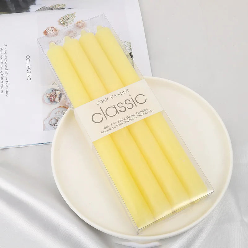 bougie pilier jaune pastel