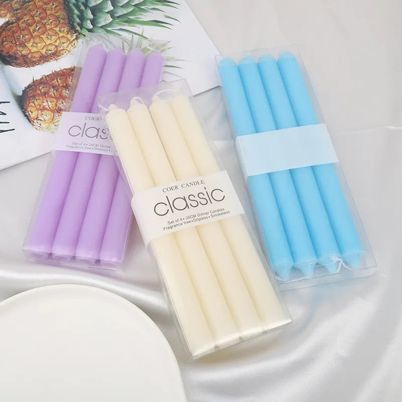 bougies pastelles bleues ivoire lila