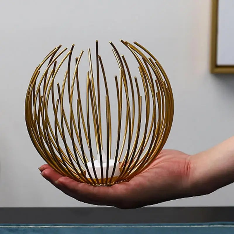 boule bougie métal dore - Esprit Chandelier
