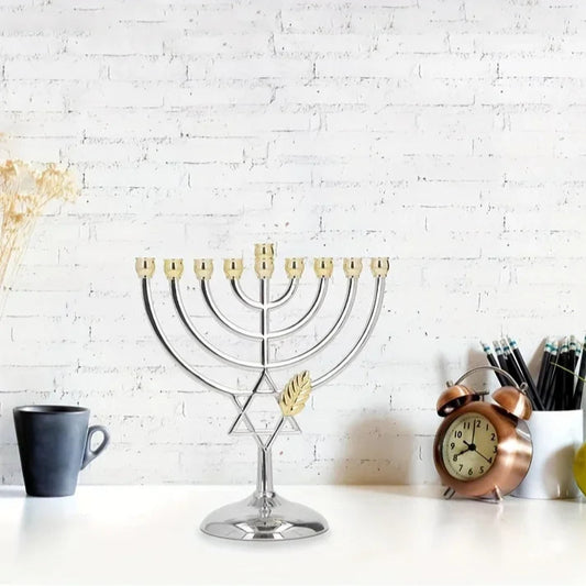 candelabre 7 branches argenté Etoile de david - Esprit Chandelier