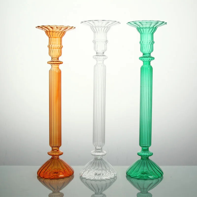 chandelier colonne verre colore retro