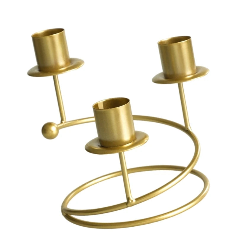 chandelier doré 3 bougie spirales