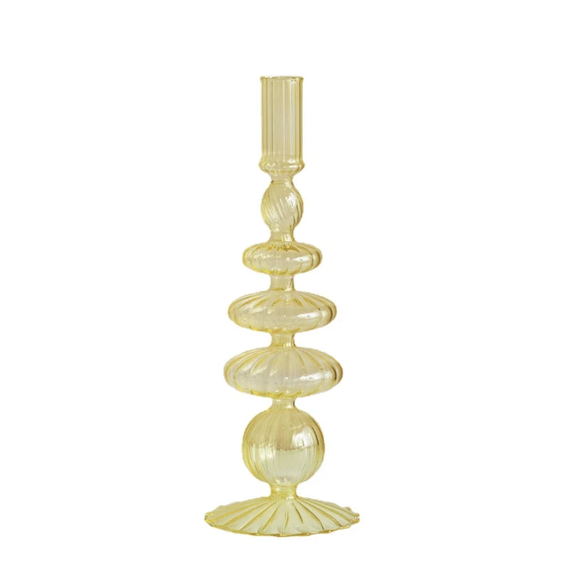 chandelier long lace jaune verre strie