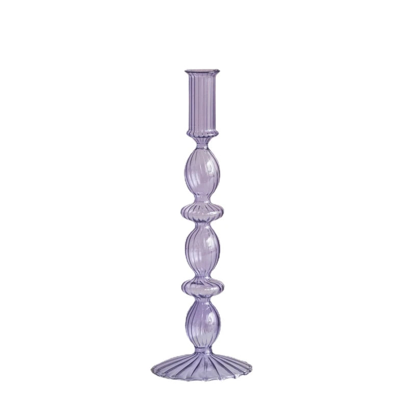 chandelier petites bulles verre strie lila