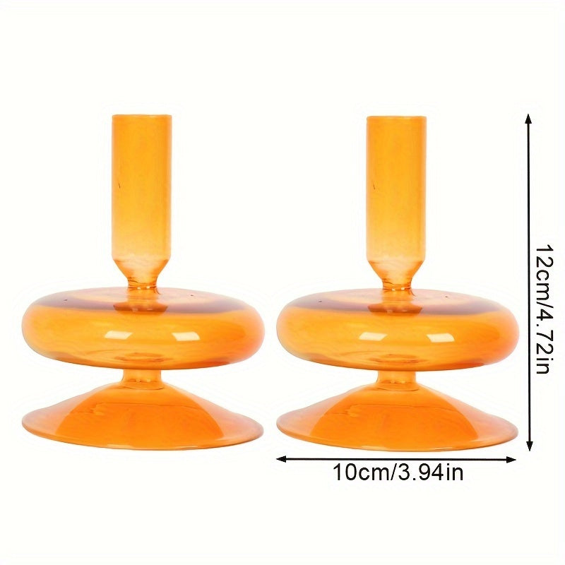 bougeoir verre 1 anneau orange