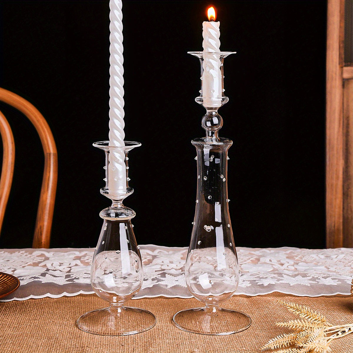 chandelier verre fantaisie bougie chandelle