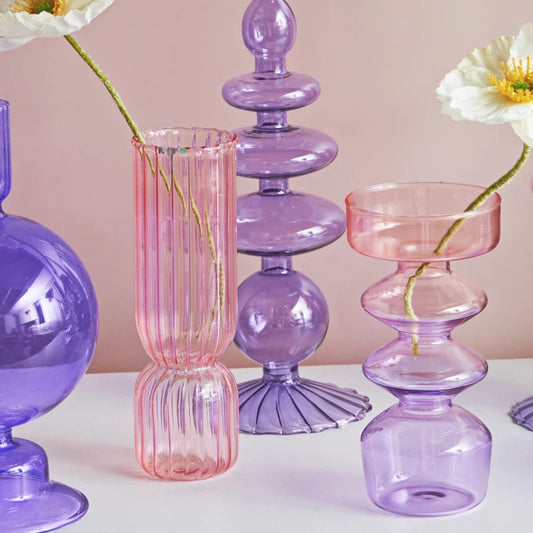 chandelier verre lila rose