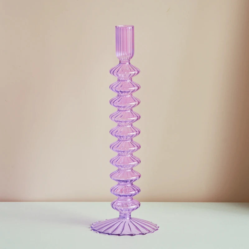 chandelier verre stries fushia