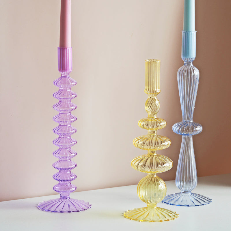 chandeliers verre jaune lila bleu ciel