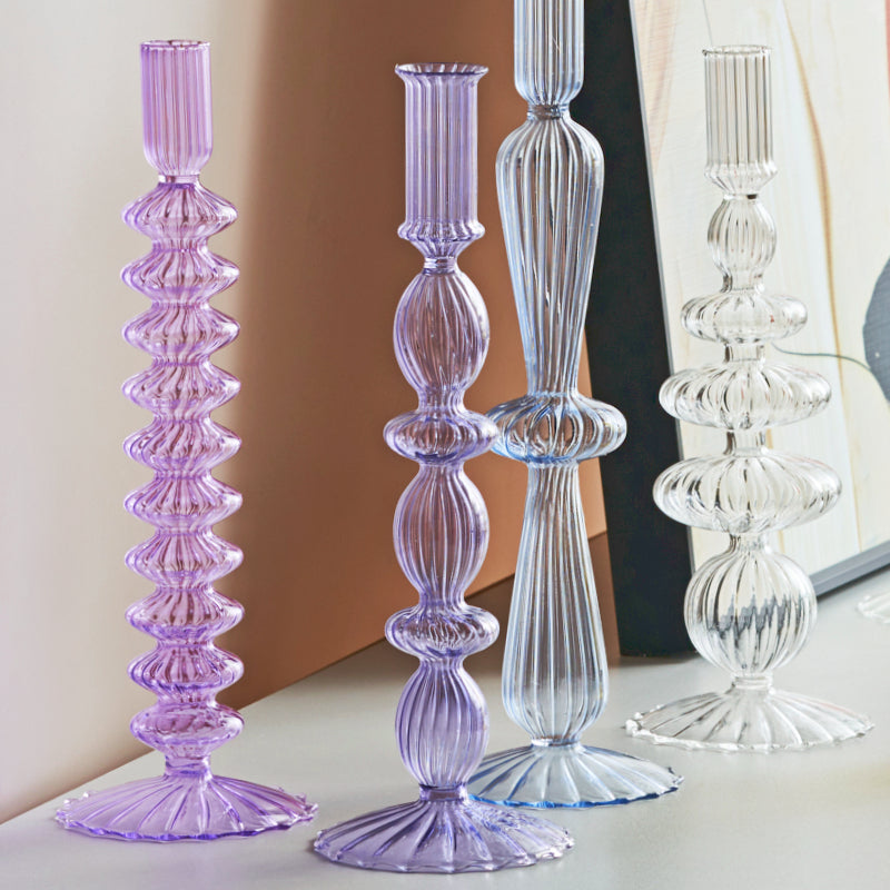 chandeliers verre lila violet strie