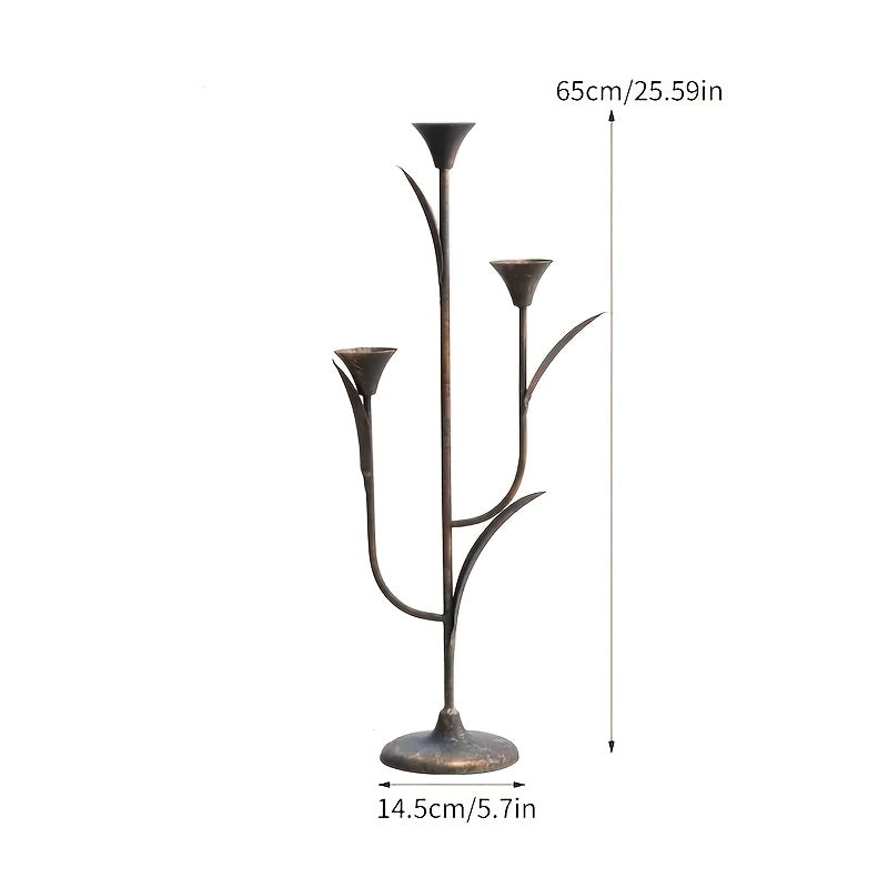 dimension chandelier 3 branches feuilles