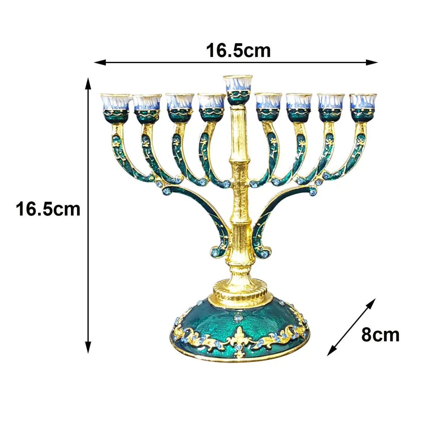 dimensions candélabre vert et or - Esprit Chandelier