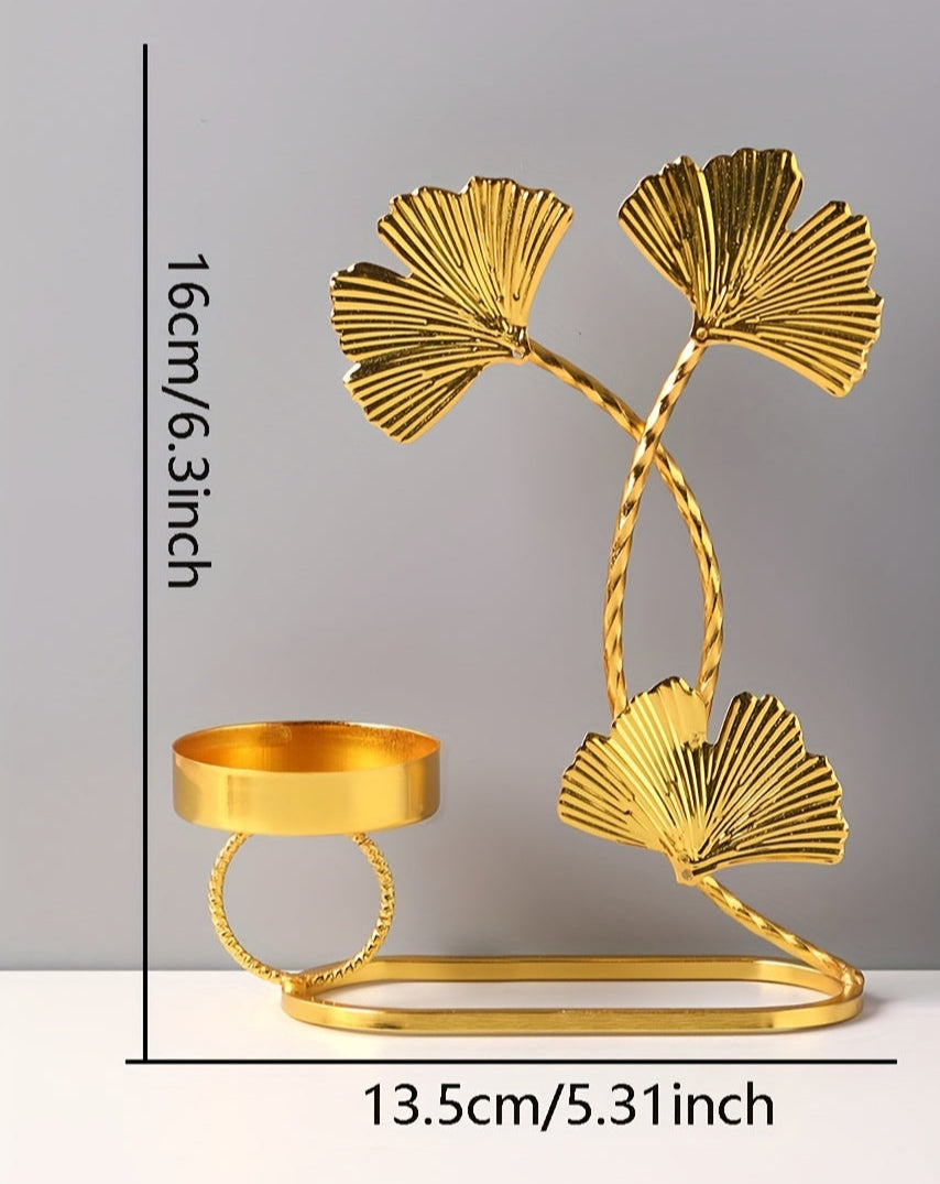 feuilles ginkgo doree bougeoir - Esprit Chandelier