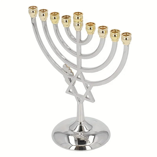 menorah 7 branches argent dore - Esprit Chandelier