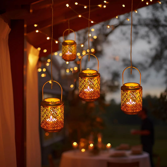 mini lanternes dorées - Esprit Chandelier