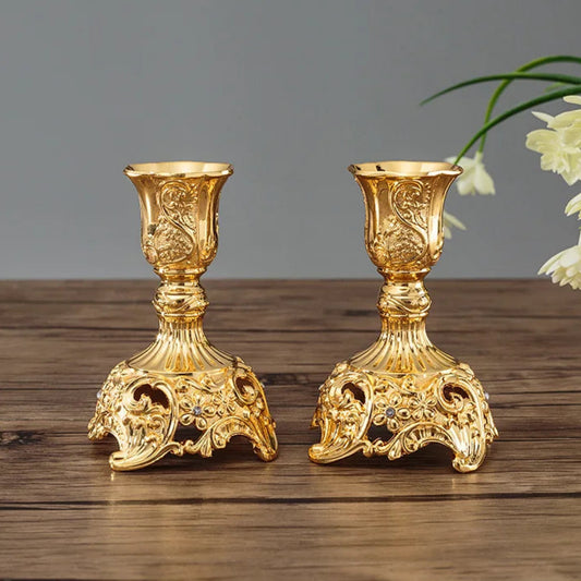 petits bougeoirs anciens dorés - Esprit Chandelier