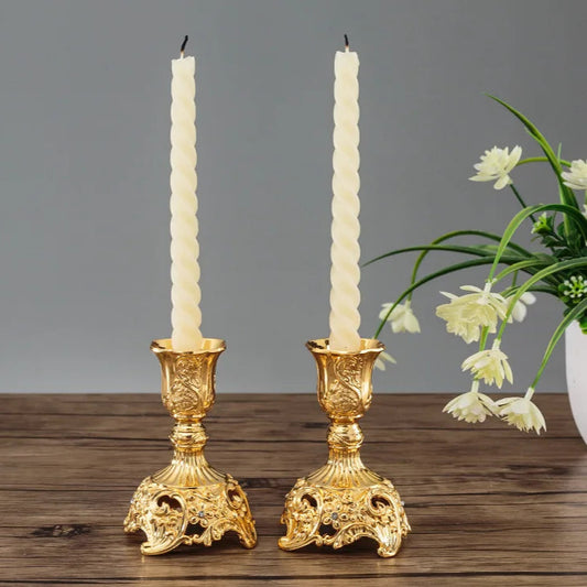 Petits Bougeoirs anciens dore fleuris - Esprit Chandelier