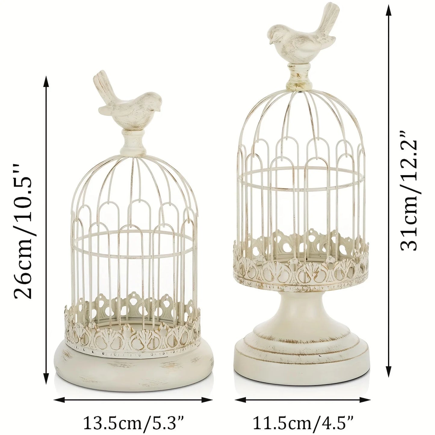 photophore cage oiseau blancs - Esprit Chandelier