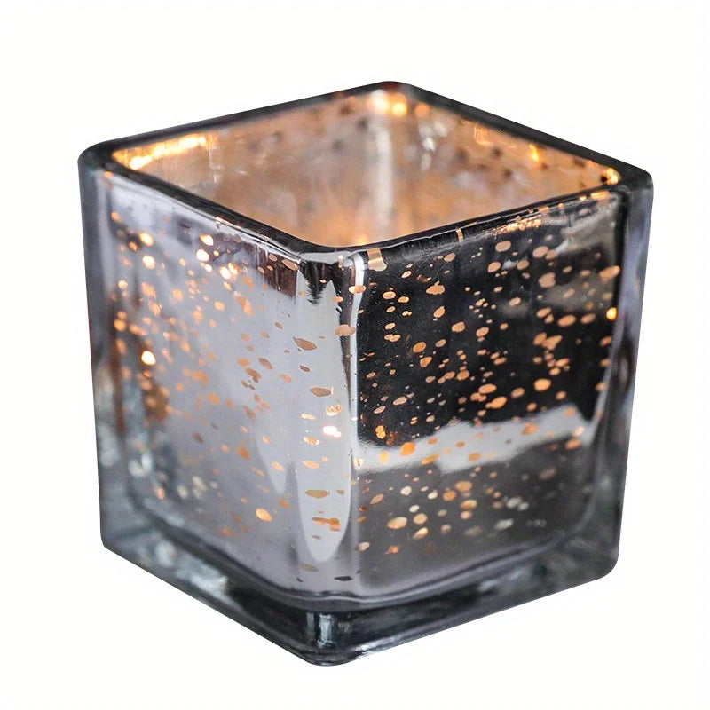 photophore carre argente - Esprit Chandelier