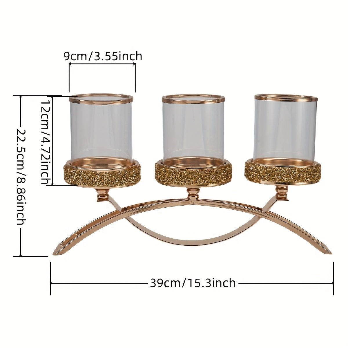 photophore dore 3 bougies - Esprit Chandelier