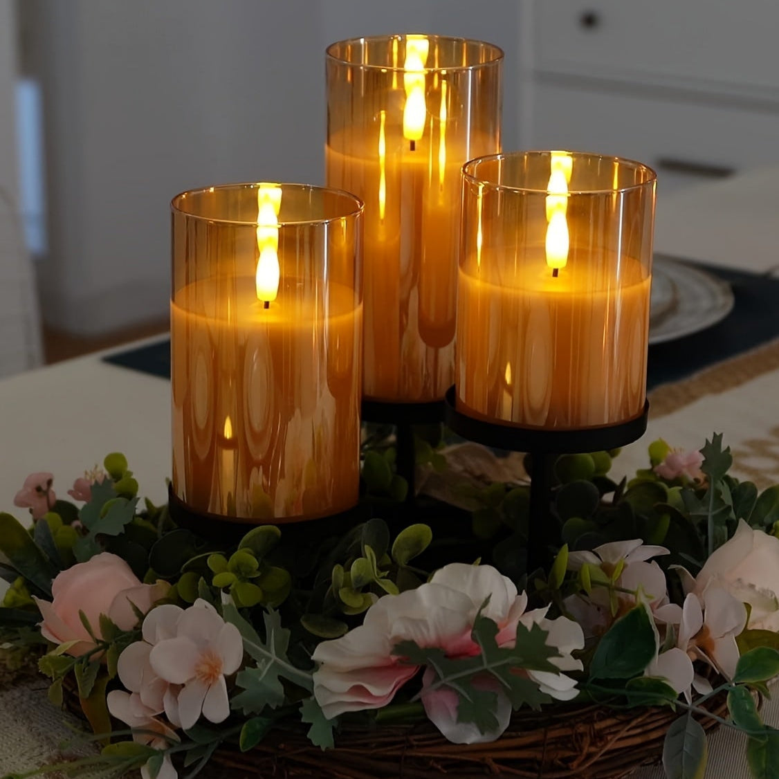 photophore led verre doré fumé - Esprit Chandelier