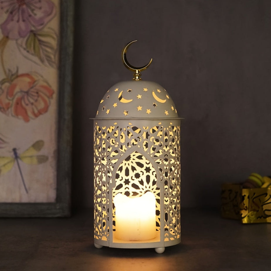 photophore marocain blanc lune - Esprit Chandelier
