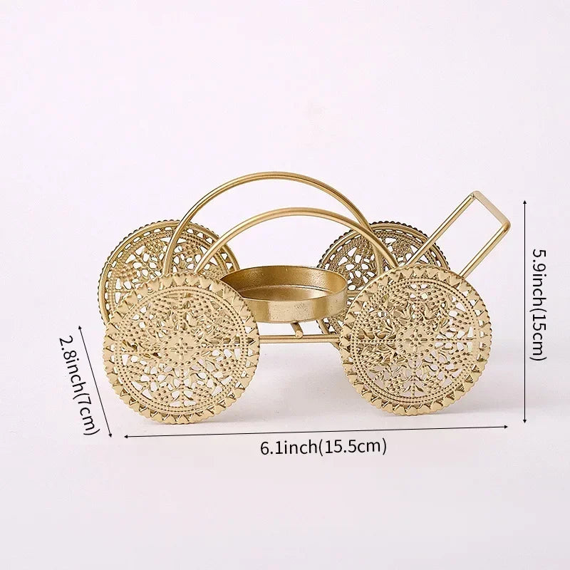 photophore metal dore cariole - Esprit Chandelier