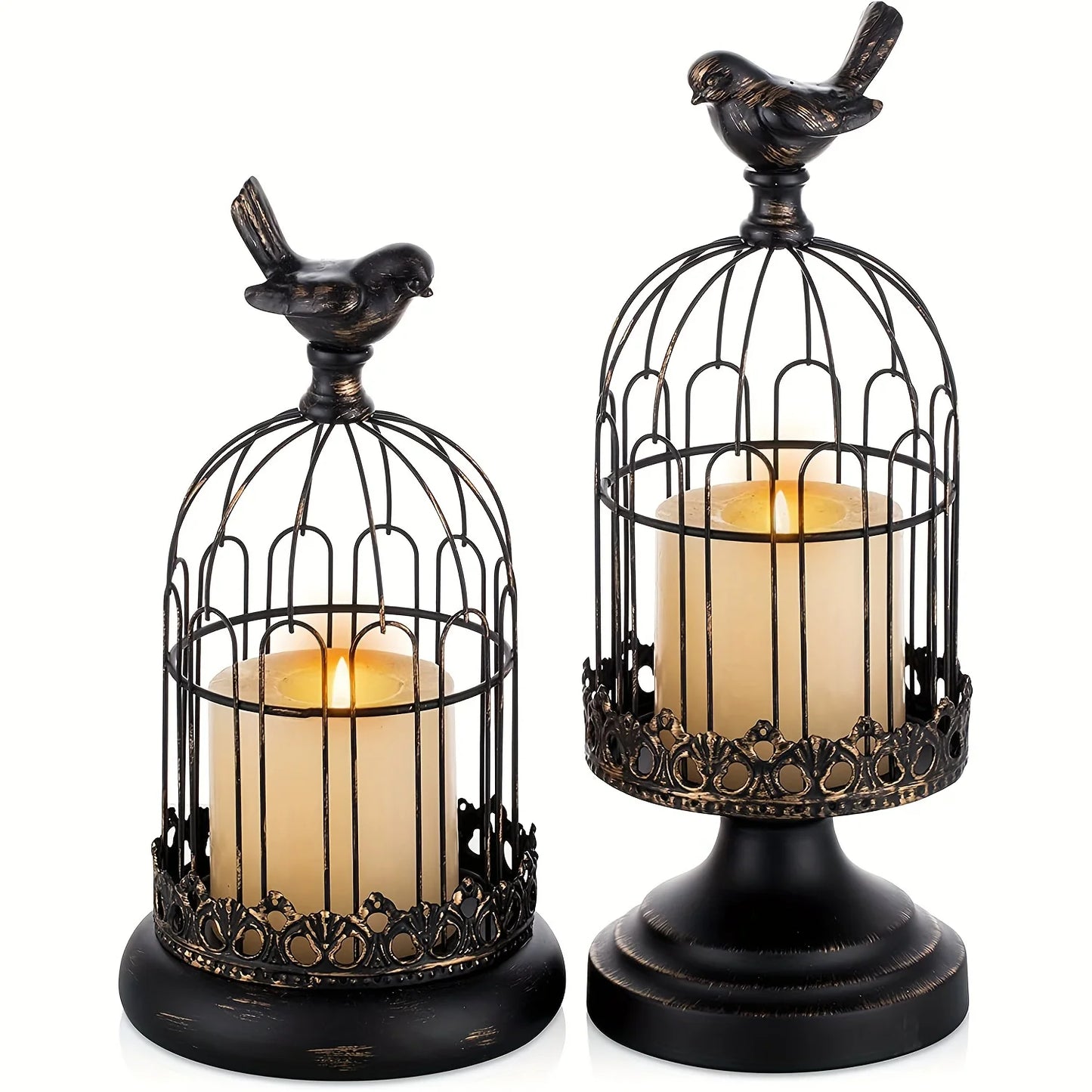 photophore noir cage oiseau - Esprit Chandelier