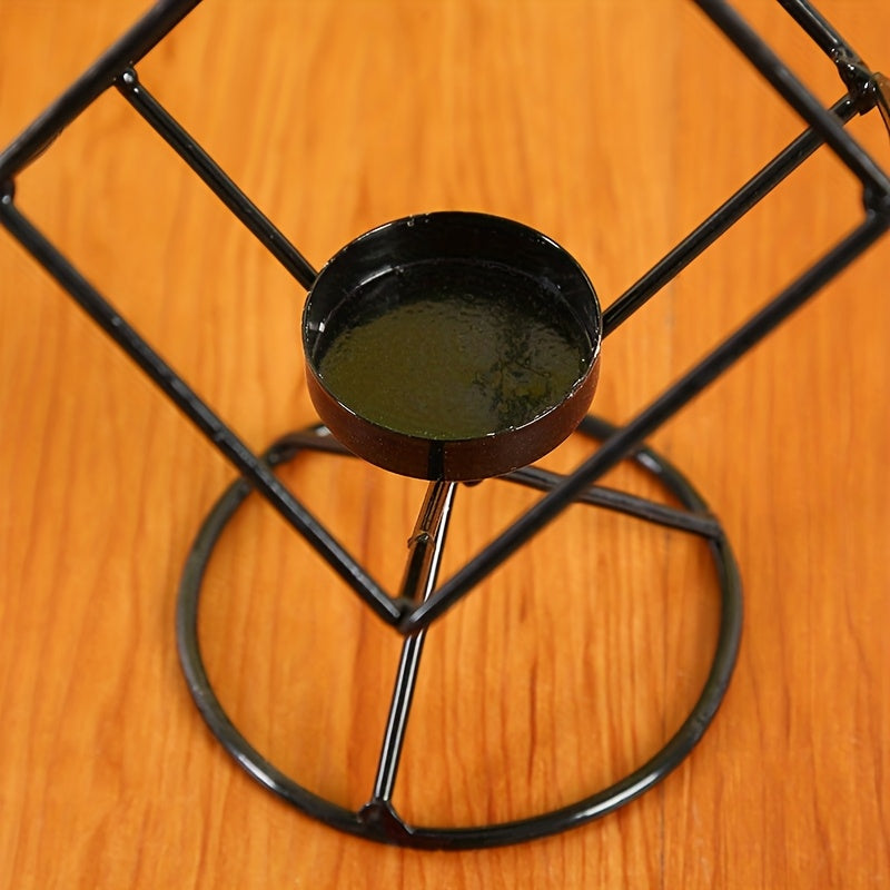photophore noir cube métal - Esprit Chandelier