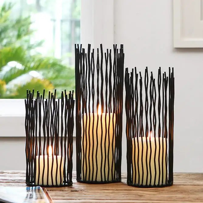 photophore noir fil droit - Esprit Chandelier