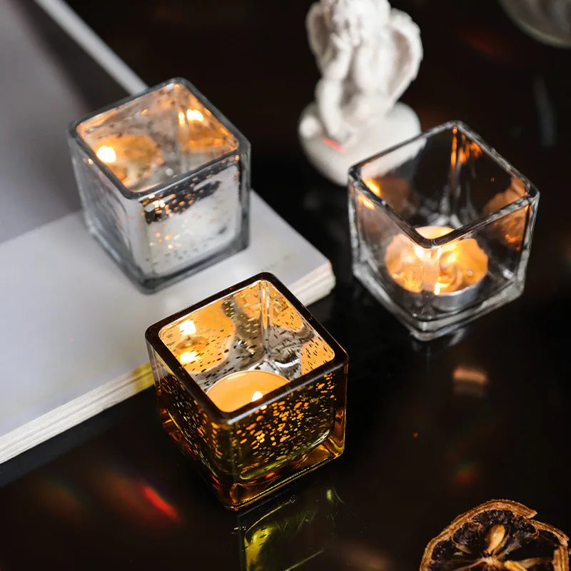 photophore verre carrés - Esprit Chandelier