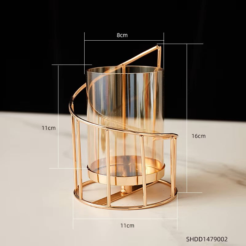 photophore verre dore metal - Esprit Chandelier