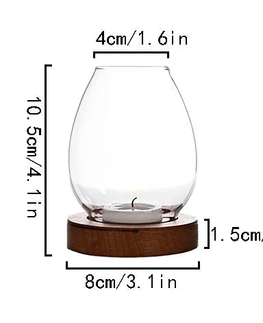 photophore verre lampe table socle bois - Esprit Chandelier