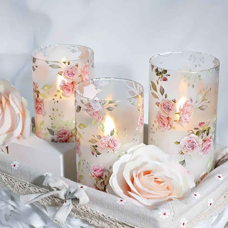 photophore verre roses led - Esprit Chandelier