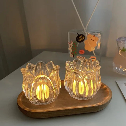 photophores verre tulipes - Esprit Chandelier