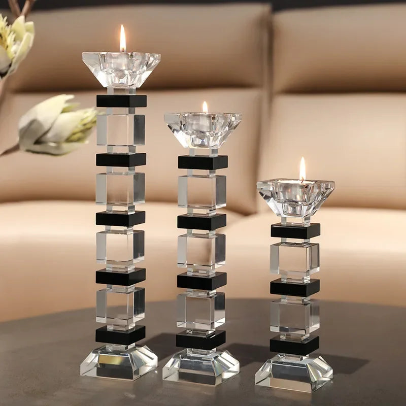porte bougie cristal noir - Esprit Chandelier