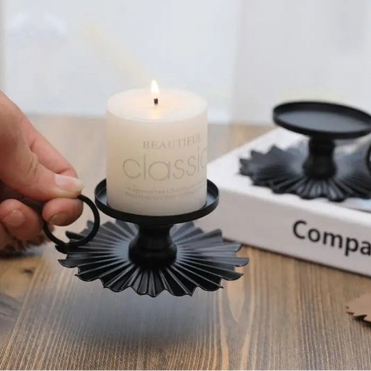 porte bougie pilier noir vintage - Esprit Chandelier