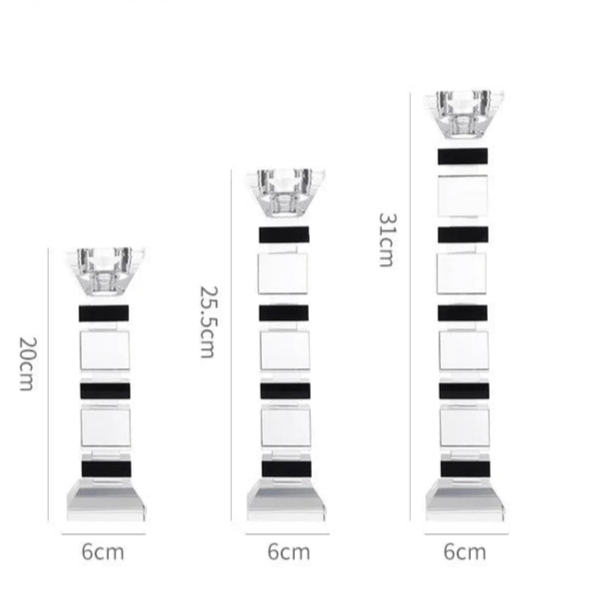 dimensions porte chandelle cristal noir - Esprit Chandelier
