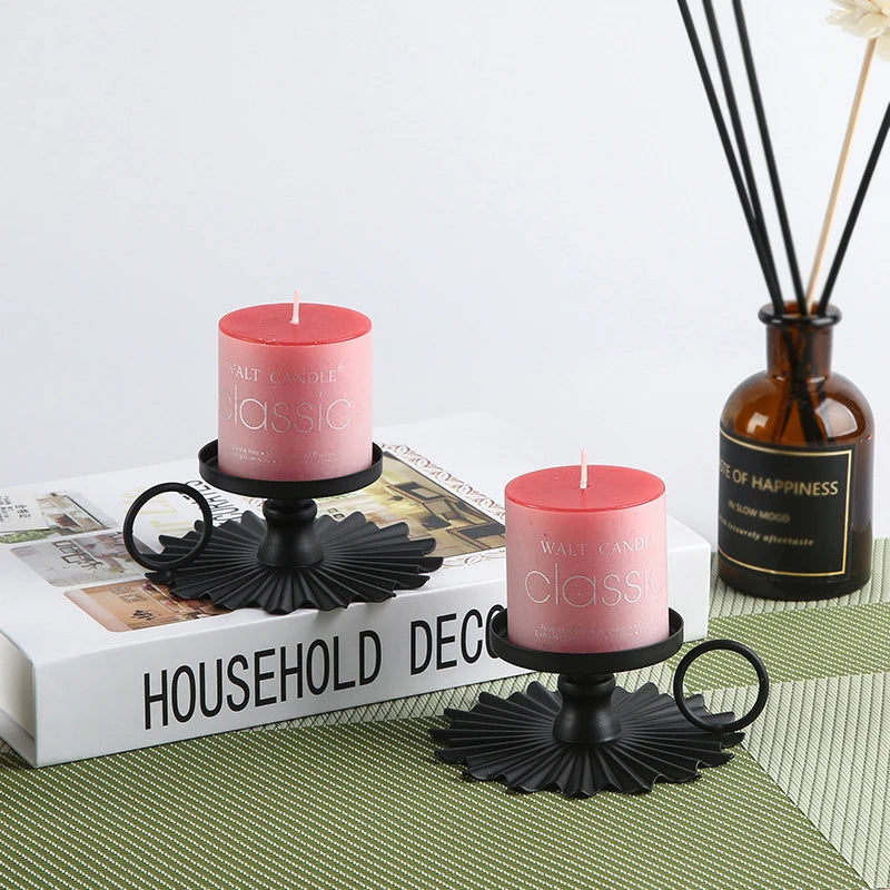 porte bougies piliers vintage noir - Esprit Chandelier