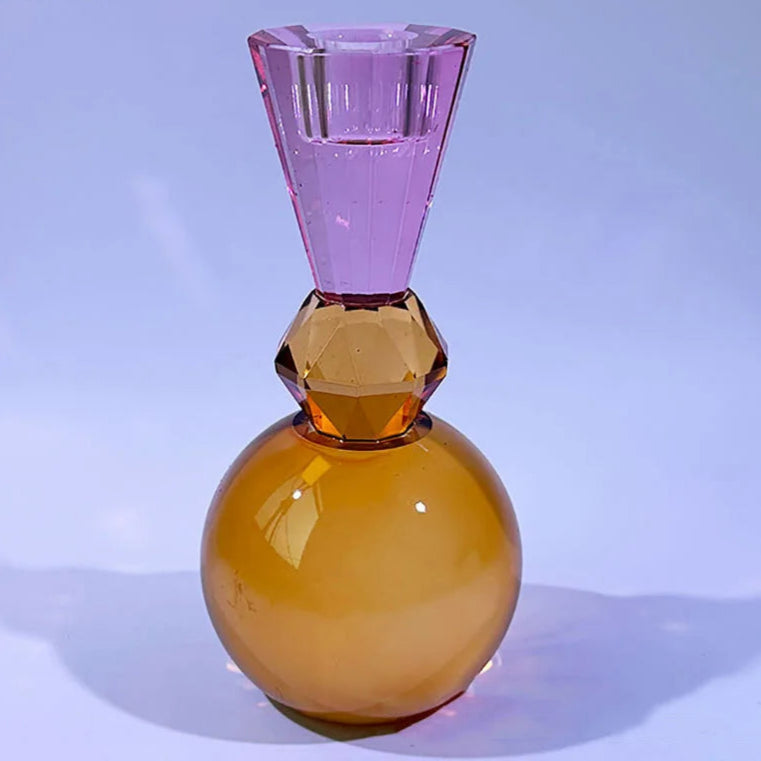 porte chandelle orange rose verre - Esprit Chandelier