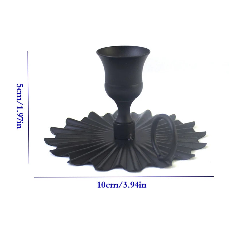 porte chandelle vintage noir coupelle plate - Esprit Chandelier