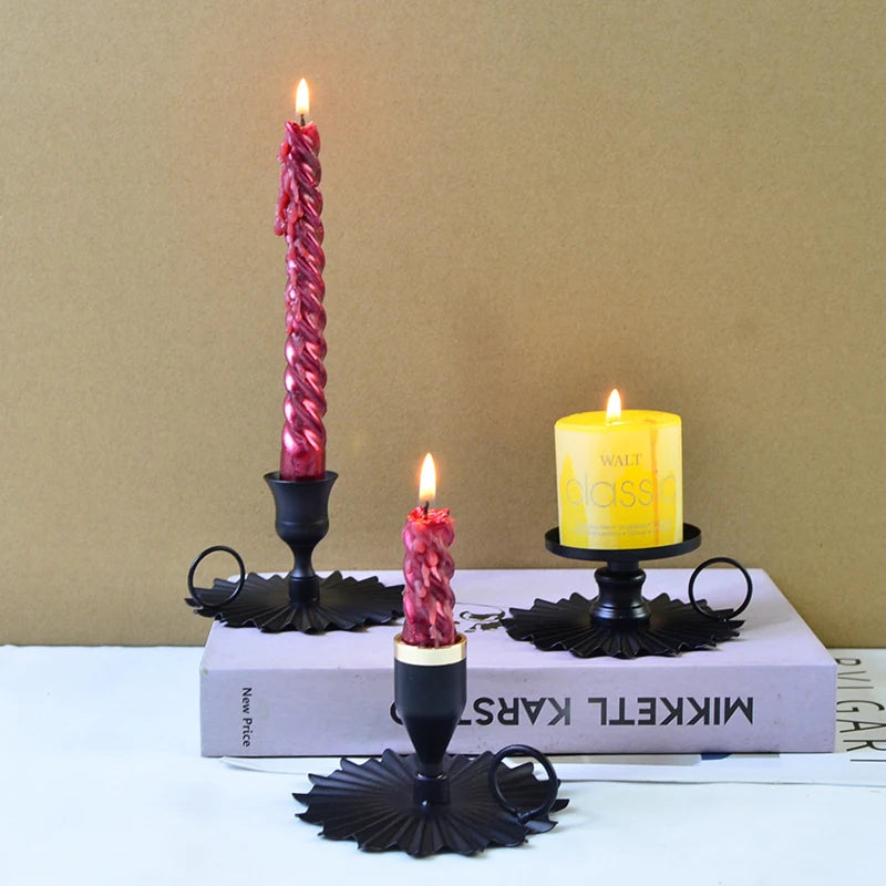 portes bougies vintage noir - Esprit Chandelier