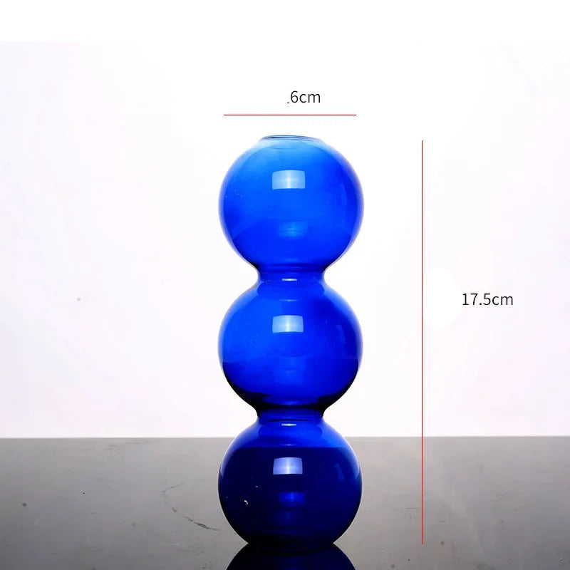 soliflore 3 boules verre bleu