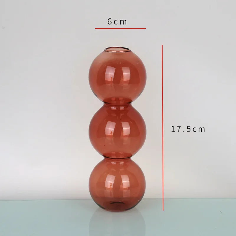 soliflore 3 boules verre brun