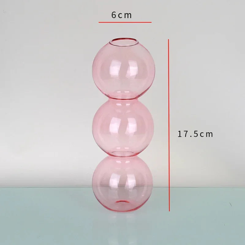 soliflore 3 boules verre rose